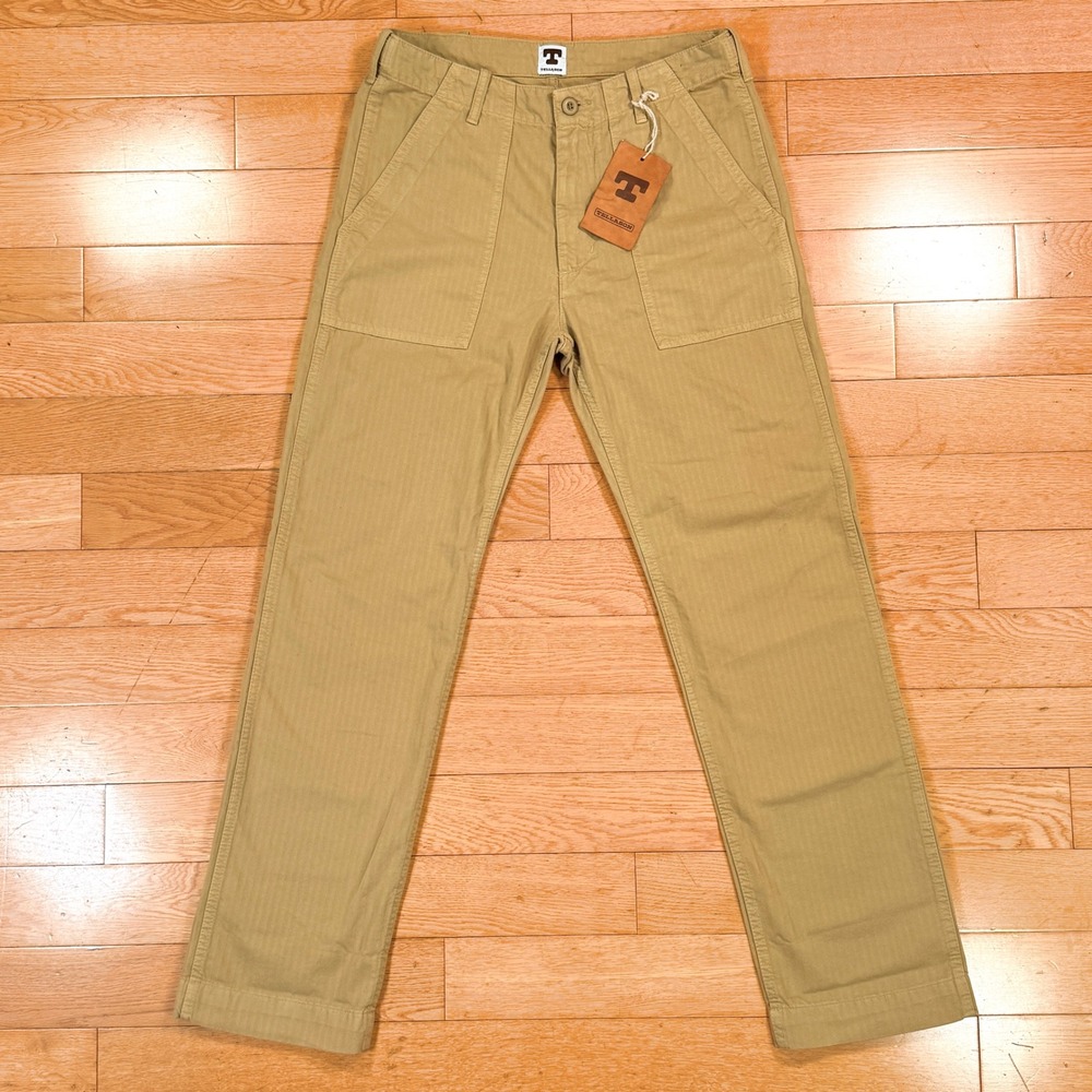 *NWT* Tellason Fatigue Pant Straight Herringbone Khaki Mens‎ Size 29 New